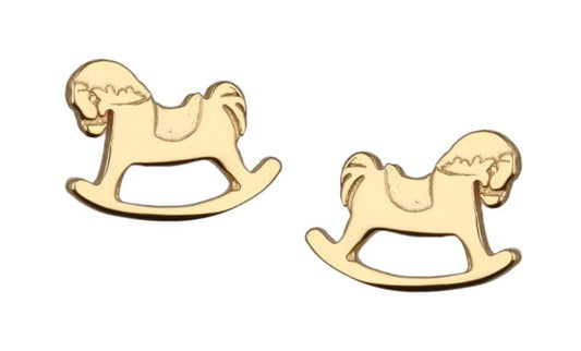 Silver Earrings Horse Kids Gold Plated