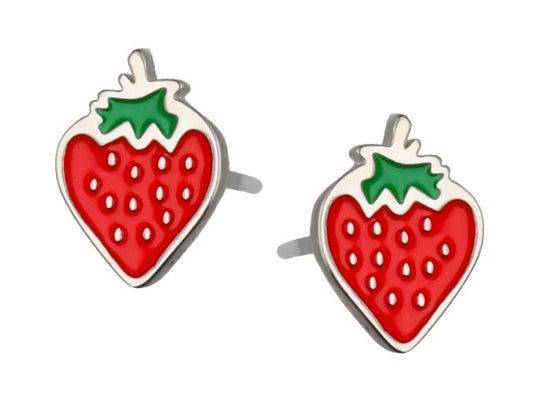 Silver Earrings Strawberry Kids