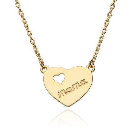 Silver Necklace Gold Plated Heart Mom