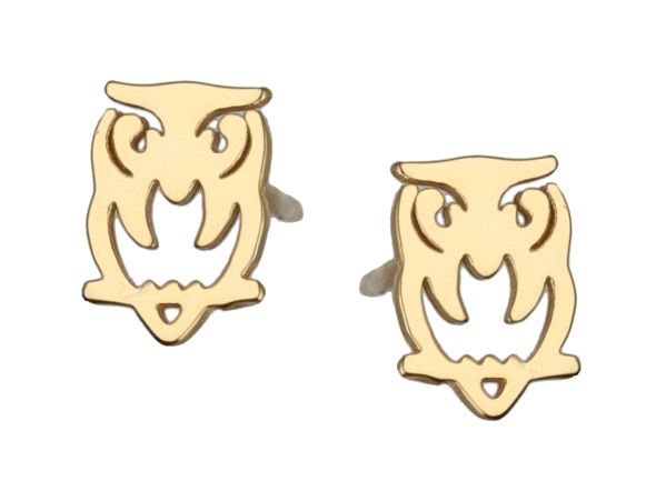 Silver Earrings Owl Gold Plated