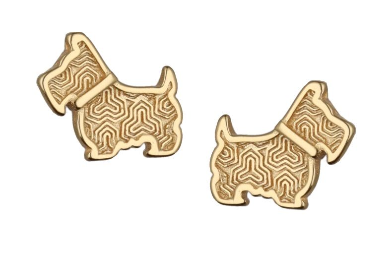 Silver Earrings Dog Gold Plated