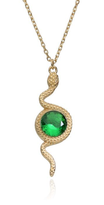 Silver Necklace 43+3 Gold Plated Emerald