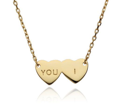 Silver Necklace 43+3 Gold Plated Heart