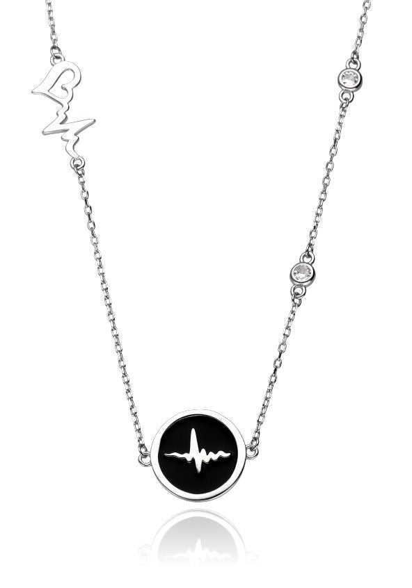 Silver Necklace 43+3 Heartbeat Heart