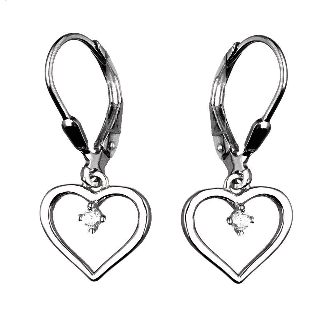 Silver Earrings Long Heart