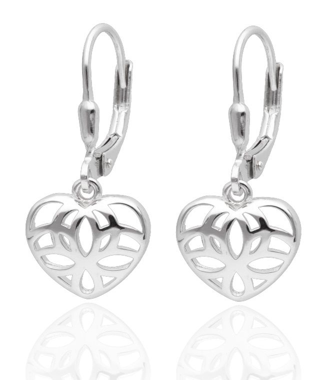 Silver Earrings Long Heart