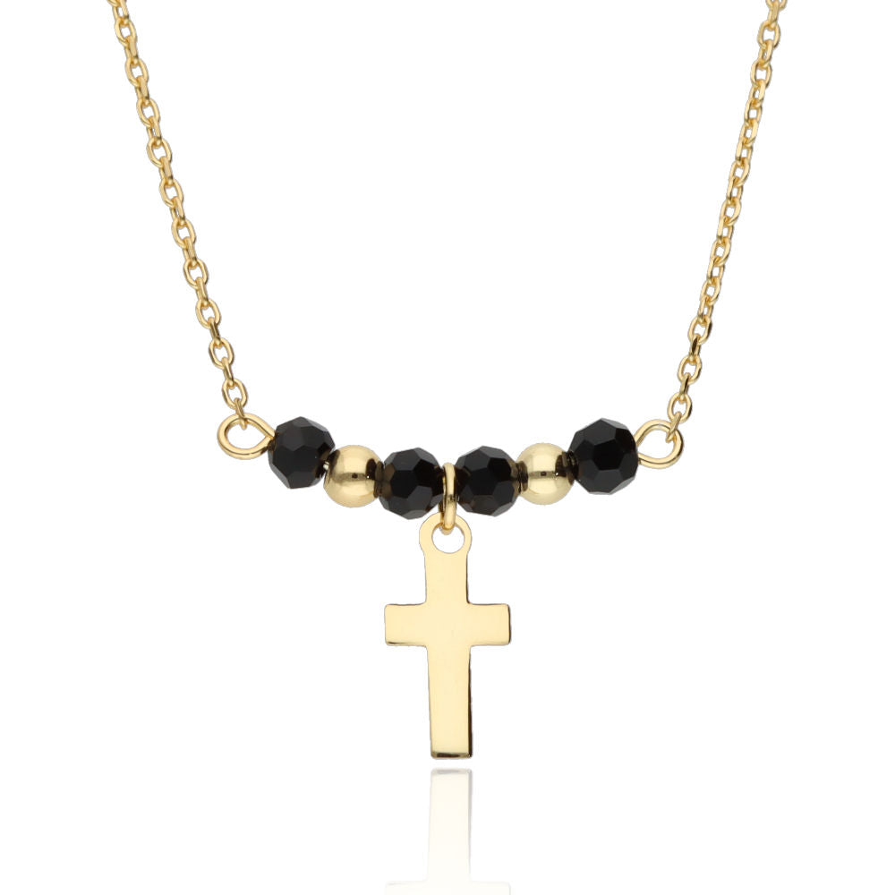 Silver Necklace 43+3 Gold Plated Cross