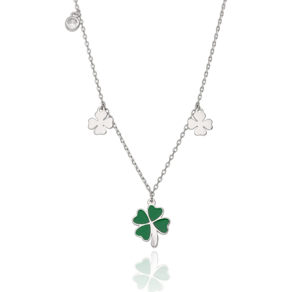 Silver Necklace 43+3 Clover