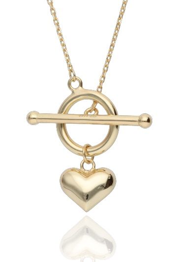 Silver Necklace 43+3 Gold Plated Heart