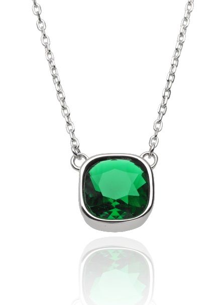 Silver Necklace 43+3 Emerald Cz