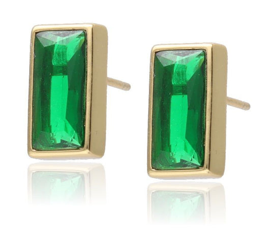 Silver Earrings Gold Plated Emerald