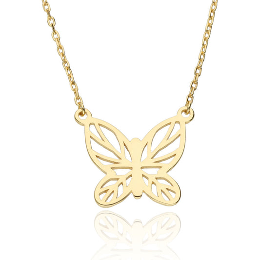 Silver Necklace 43+3 Gold Plated Butterfly