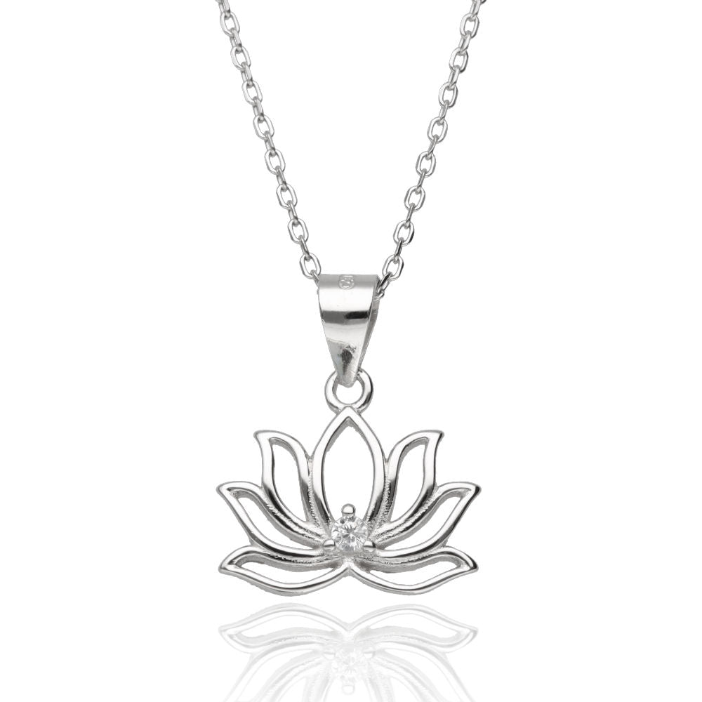 Silver Necklace 43+3 Lotus