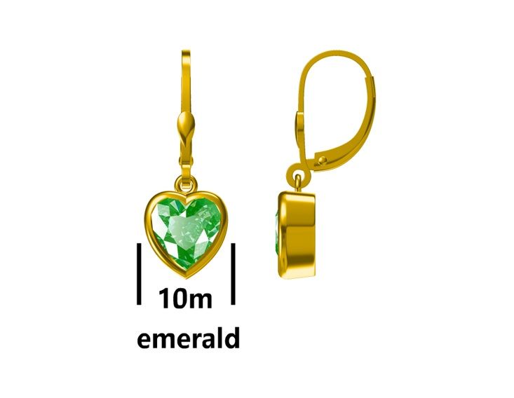 Silver Earrings Gold Plated Emerald Long