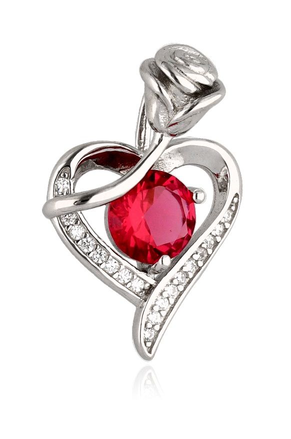 Silver Pendant Red Steel Jade H23.3 cm Heart