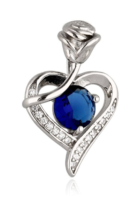 Silver Pendant Blue Steel Jade H23.3 cm Heart