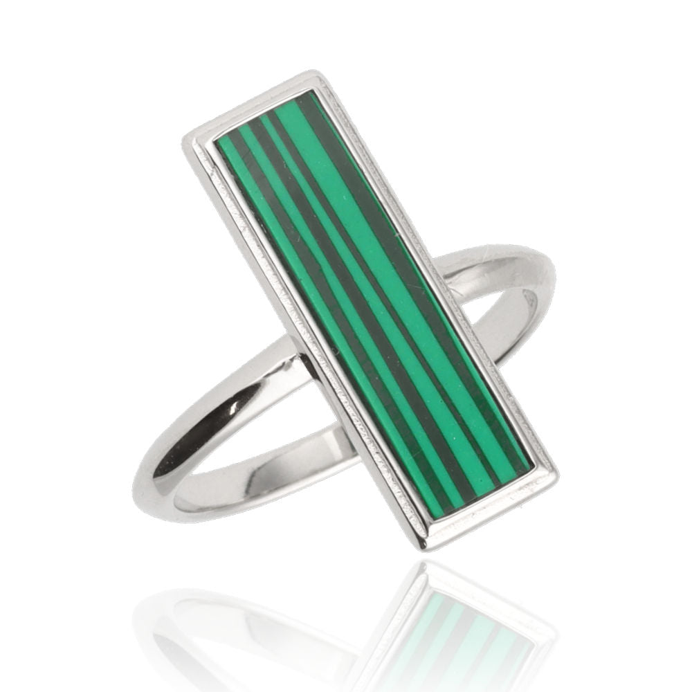 Silver Ring Us Sizes: #6.5 #7 #7.5 #8 #8.5 Malachite