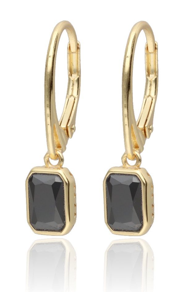 Silver Earrings Gold Plated Black English Long