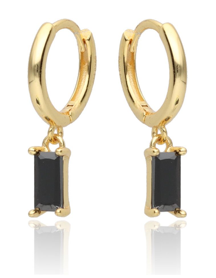 Silver Earrings Gold Plated Black