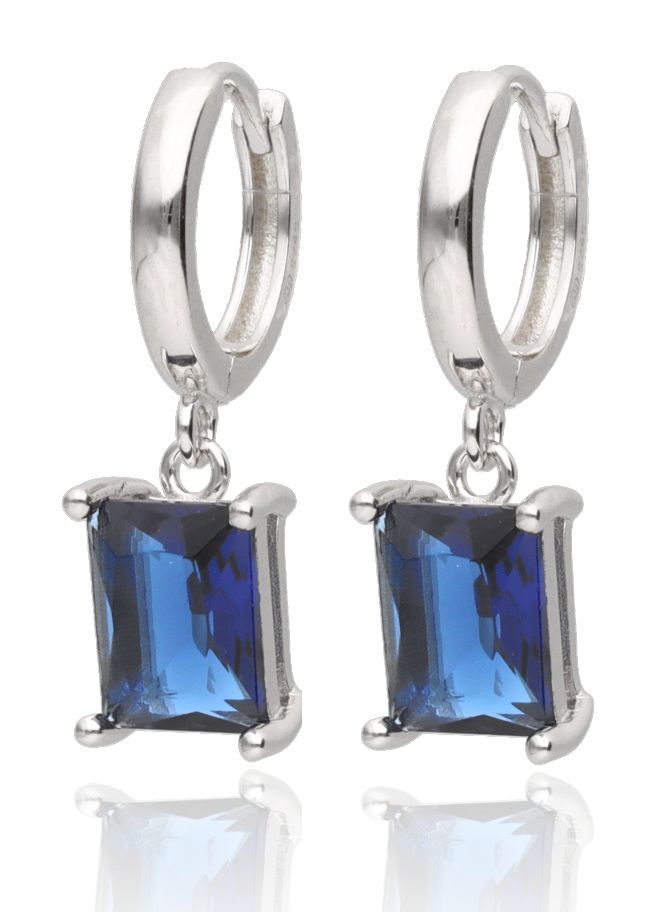 Silver Earrings Blue Steel Jade