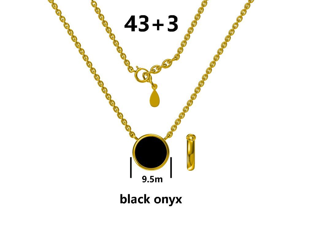 Silver Necklace Gold Plated Onyx