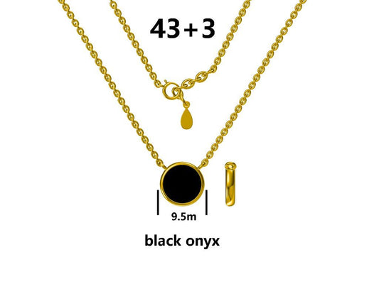 Silver Necklace Gold Plated Onyx