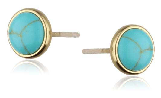 Silver Earrings Turquoise Gold Plated 7.5 mm