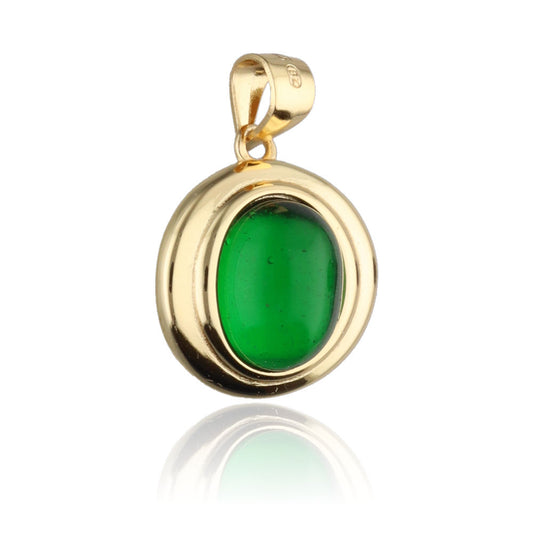 Silver Pendant Emerald Gold Plated 14 mm