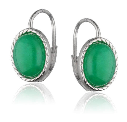 Silver Earrings Malay Jade