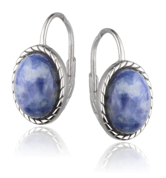 Silver Earrings Blue Dot