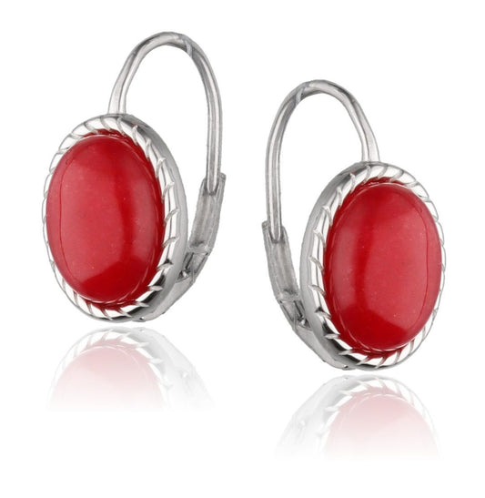 Silver Earrings Ruby