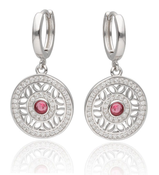 Silver Earrings Ruby