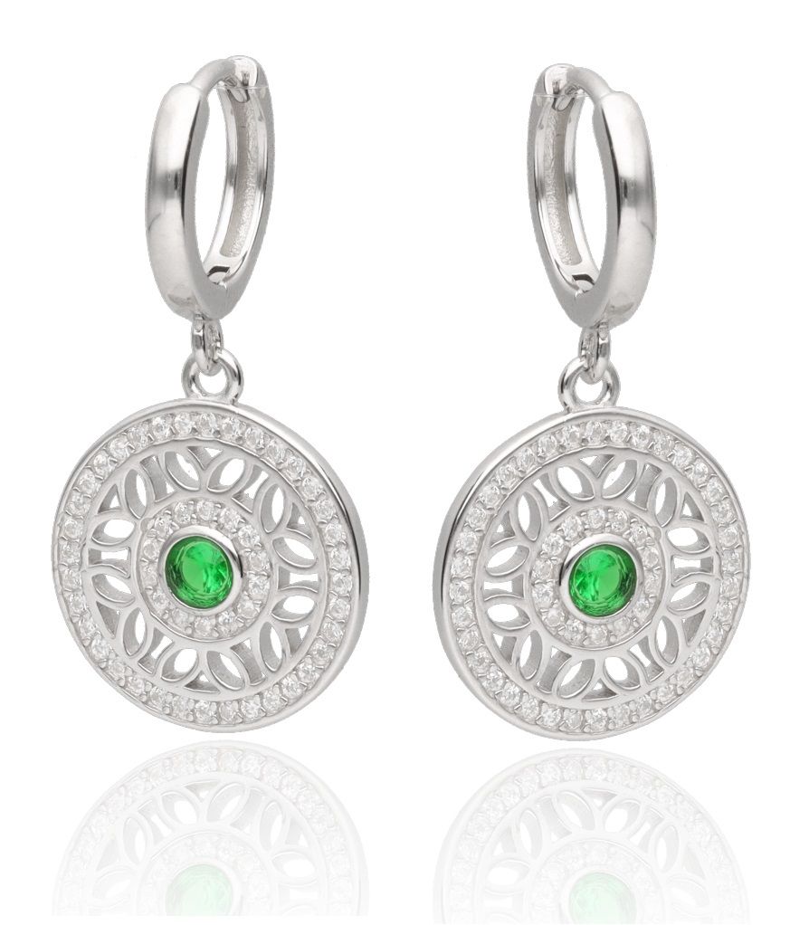 Silver Earrings Emerald