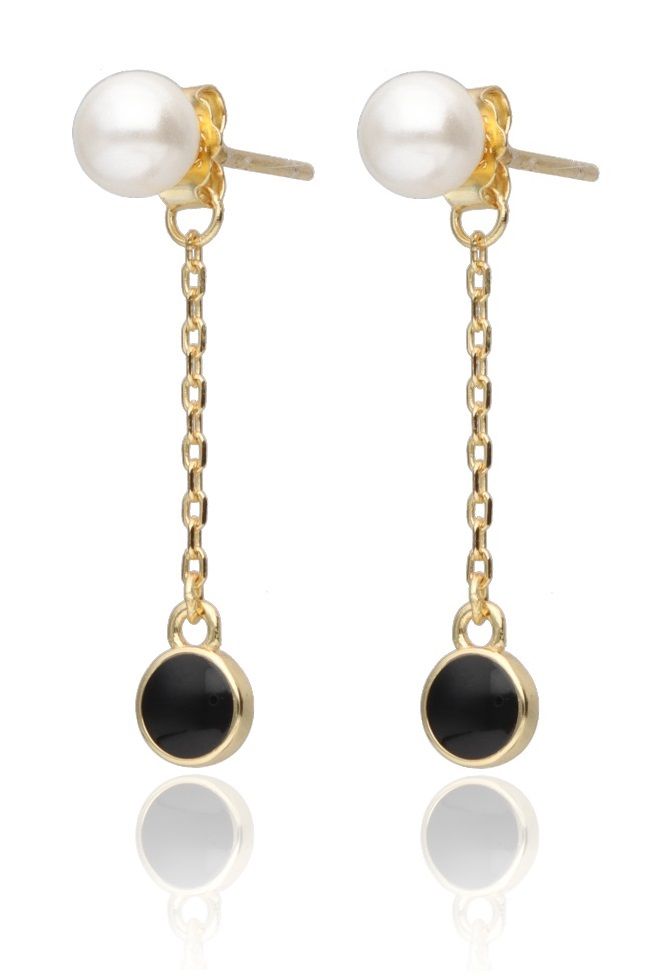 Silver Earrings Gold Plated Pearl