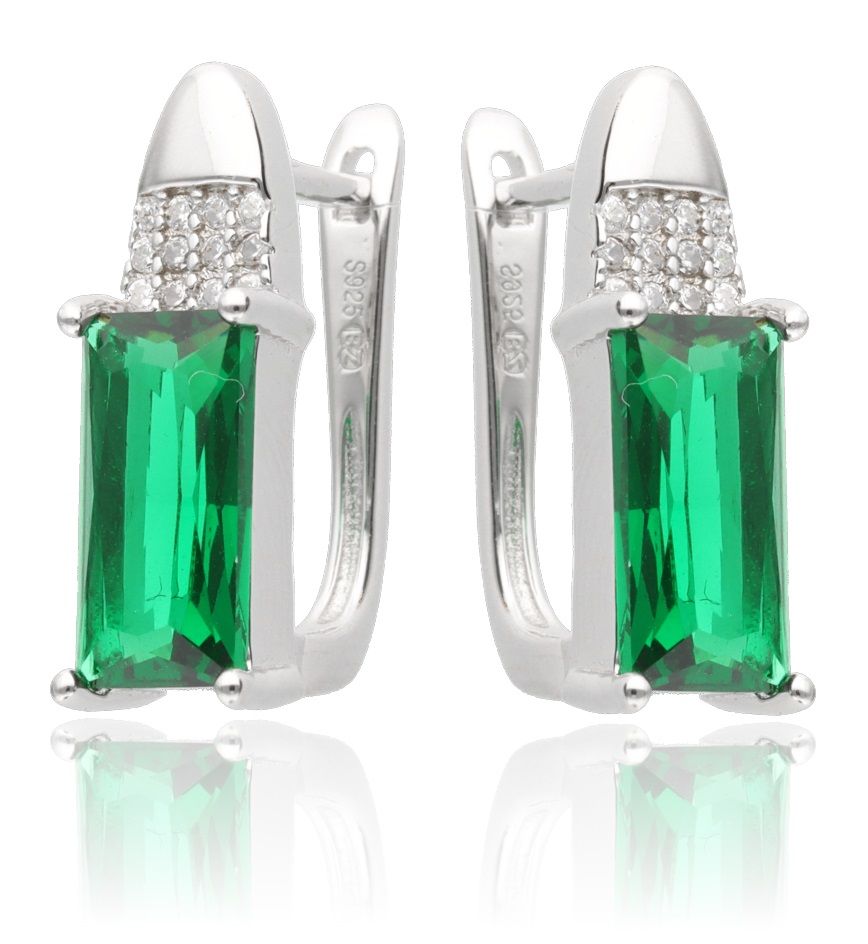 Silver Earrings Emerald