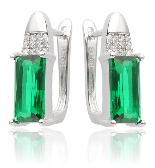 Silver Earrings Emerald