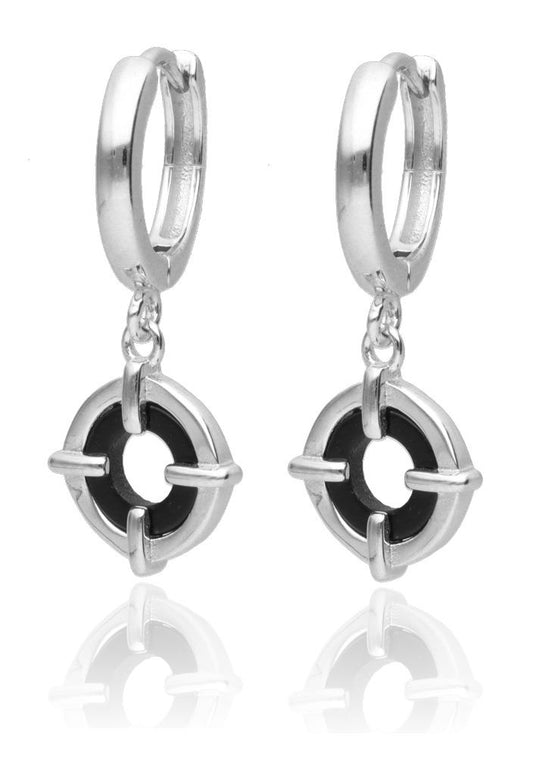 Silver Earrings Black Onyx