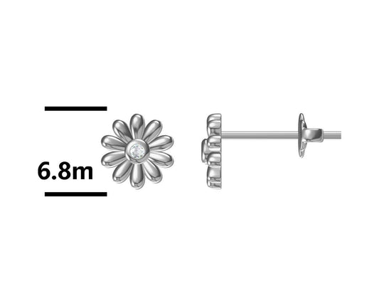 Silver Earrings Flower