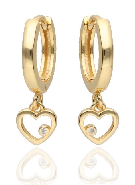 Silver Earrings Gold Plated Heart