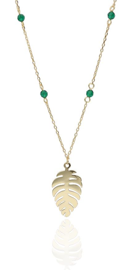 Silver Necklace Gold Plated Monstera Leaf