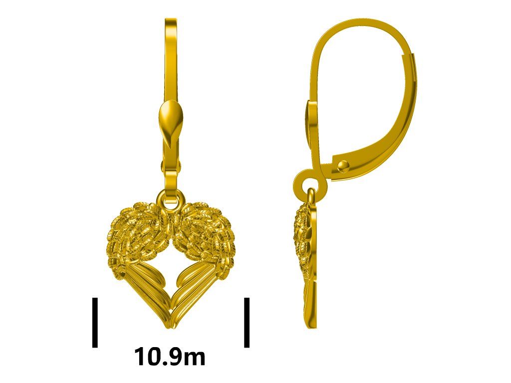 Silver Earrings Gold Plated Heart Long