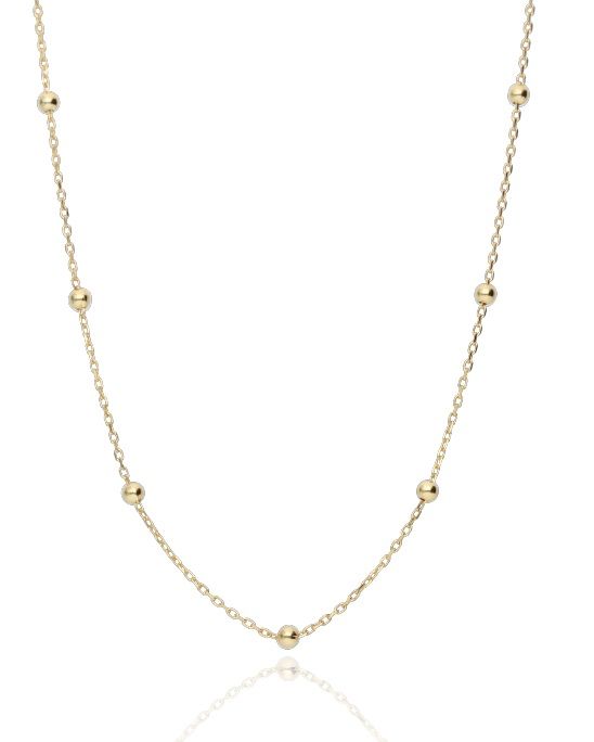 Silver Necklace Chain With Ball Gold Plated 65+5cm