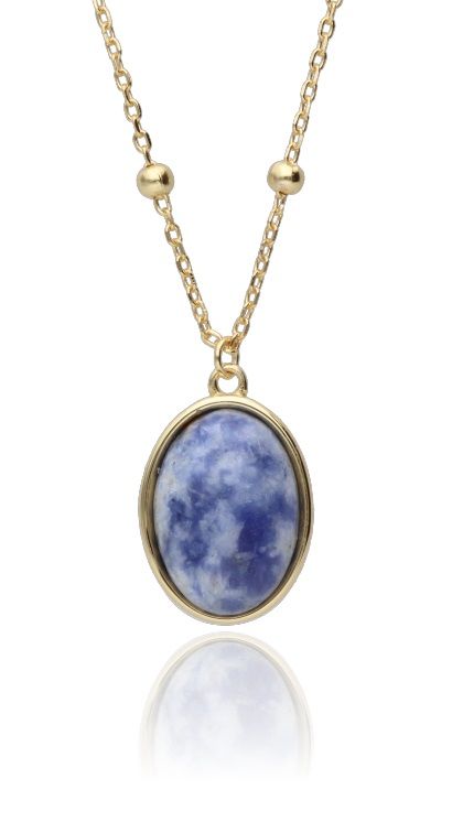 Silver Necklace Gold Plated Blue Dot