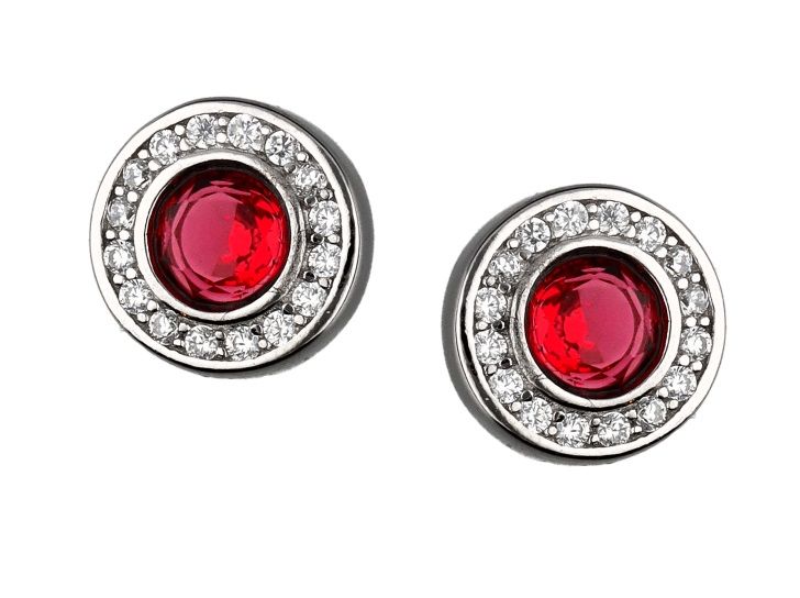 Silver Earrings Ruby