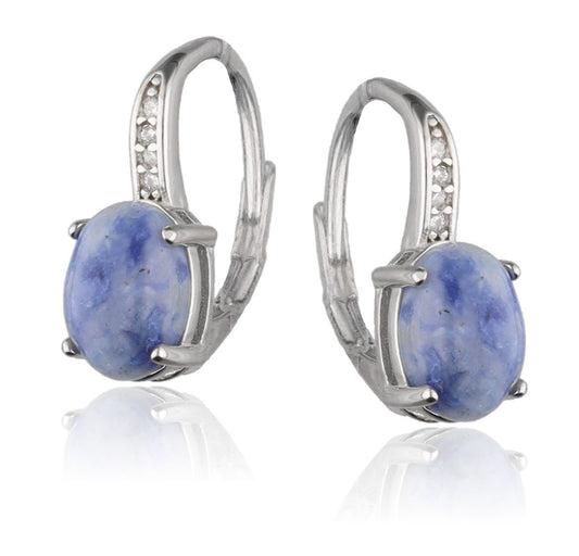 Silver Earrings Blue Dot