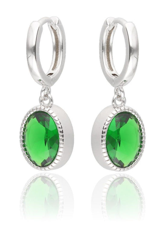 Silver Earrings Emerald