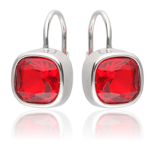 Silver Earrings Red Steel Jade