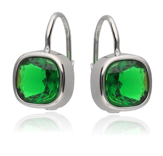 Silver Earrings Emerald English