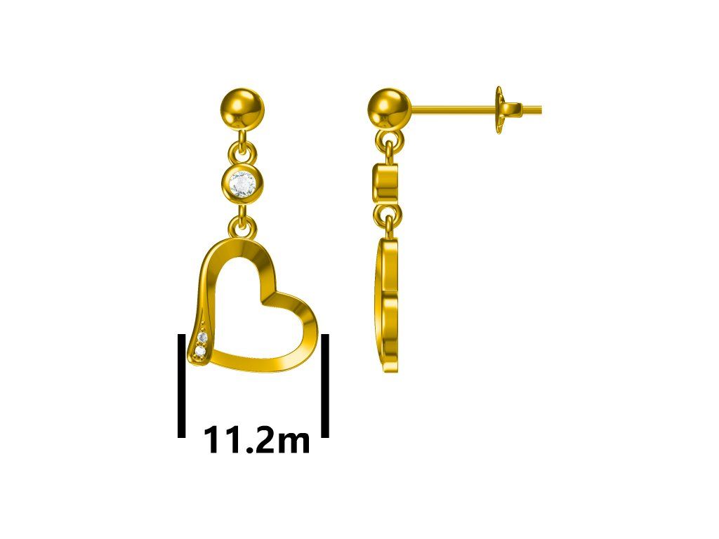 Silver Earrings Gold Plated Heart