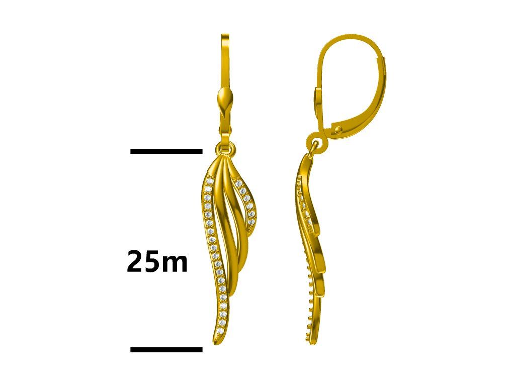 Silver Earrings Gold Plated English Long